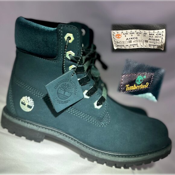 Women's Timberland Premium 6-inch Waterproof Boots | Size 8 | Dark Green Velvet - Picture 5 of 10